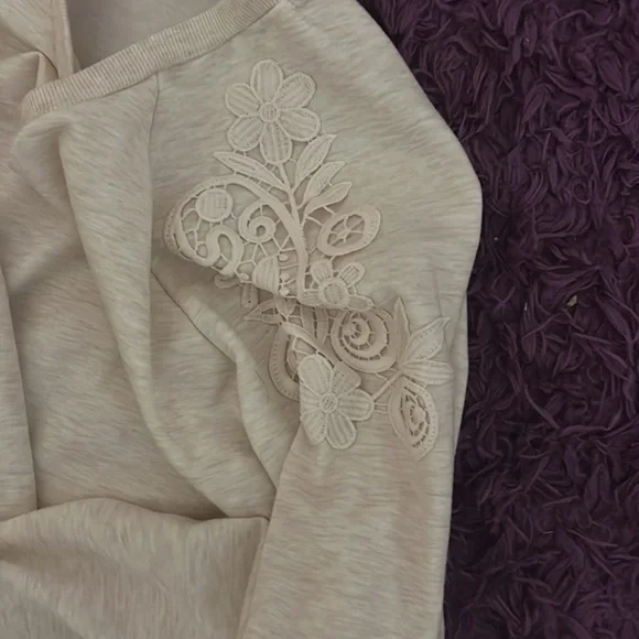 Women's Cream Embroidered Top. - Picture 2 of 3